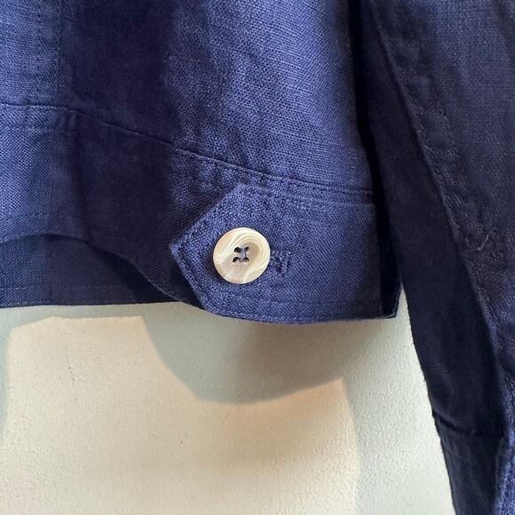 Coldwater Creek Journeys Lightweight Washable Linen Jacket Navy Blue XL - Picture 7 of 11